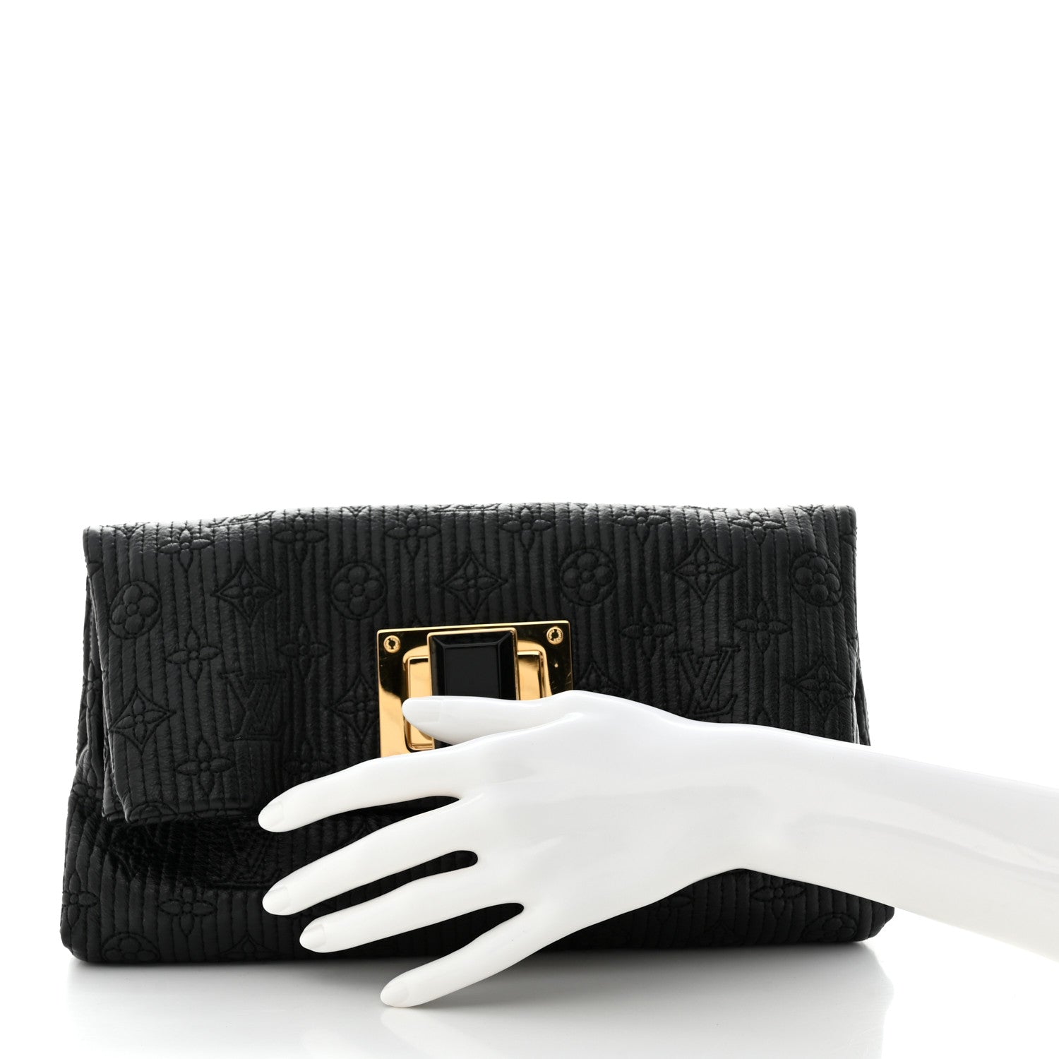 Louis Vuitton Calfskin Quilted Monogram Altair Clutch Black 2 of 8