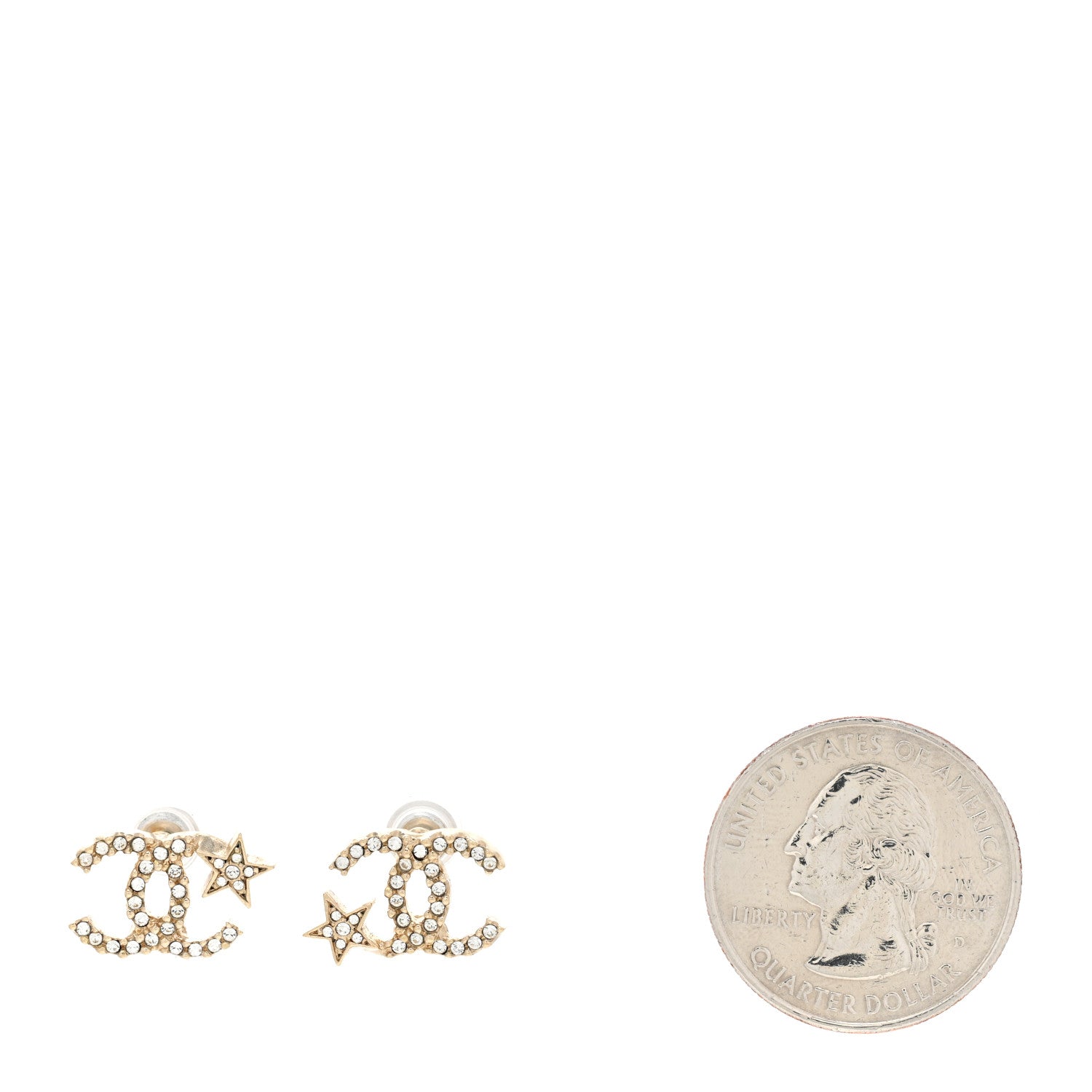Chanel Crystal CC Starfall Earrings Gold 2 of 6