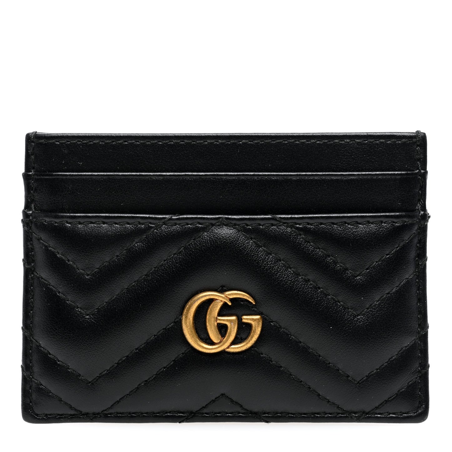 Calfskin Matelasse GG Marmont Card Holder Black