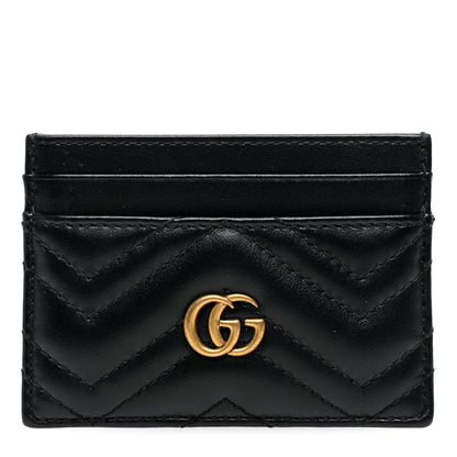 Gucci Calfskin Matelasse GG Marmont Card Holder Black 1 of 7