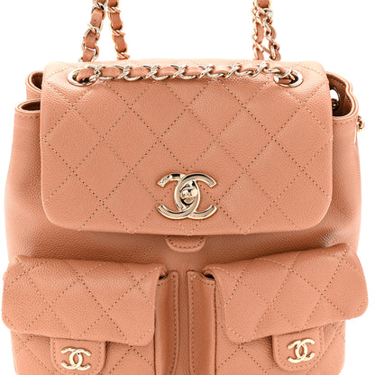 Chanel Shiny Caviar Quilted Medium Duma Pockets Drawstring Backpack Dark Beige 8 of 11