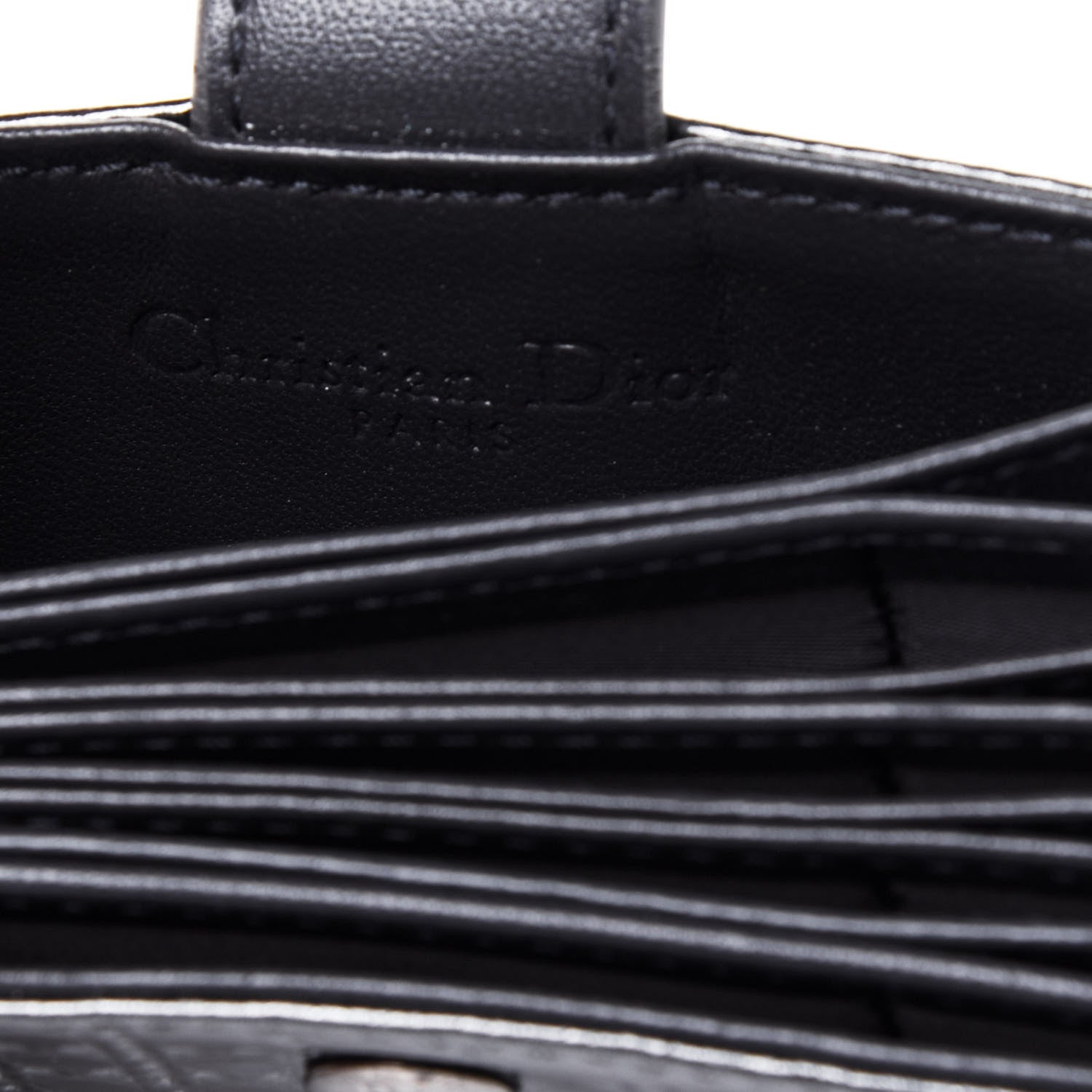 Christian Dior Metallic Patent Micro-Cannage Lady Dior 5-Gusset Card Holder Onyx Black 6 of 12