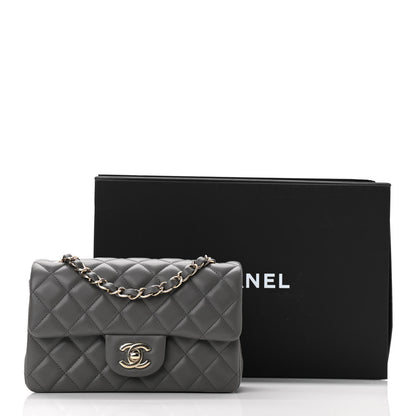 Chanel Lambskin Quilted Mini Rectangular Flap Dark Grey 11 of 11