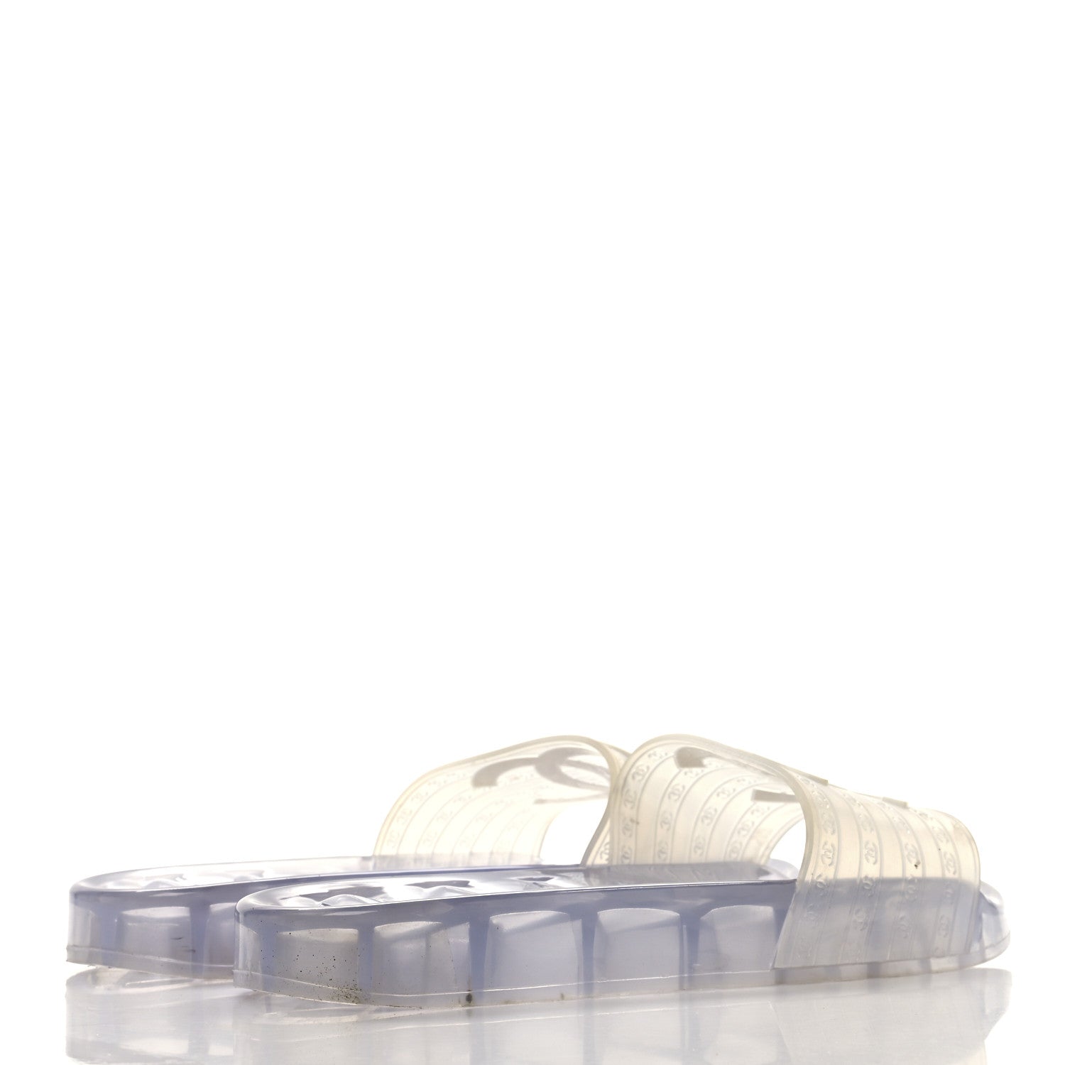 Chanel PVC Transparent CC Flat Slide Sandals 9 White 5 of 9