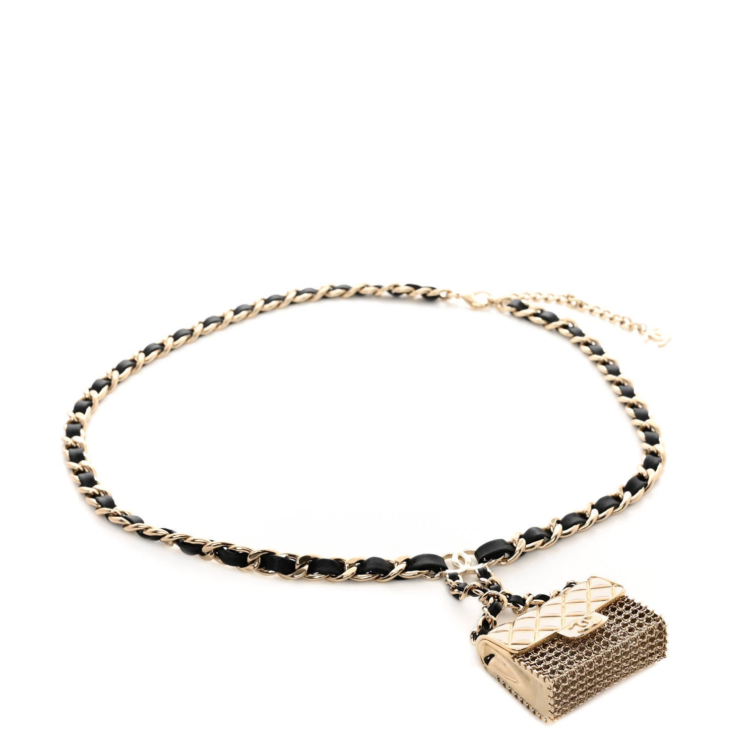 Chanel Lambskin Chain CC Flap Bag Belt 90 Black Gold 1 of 5