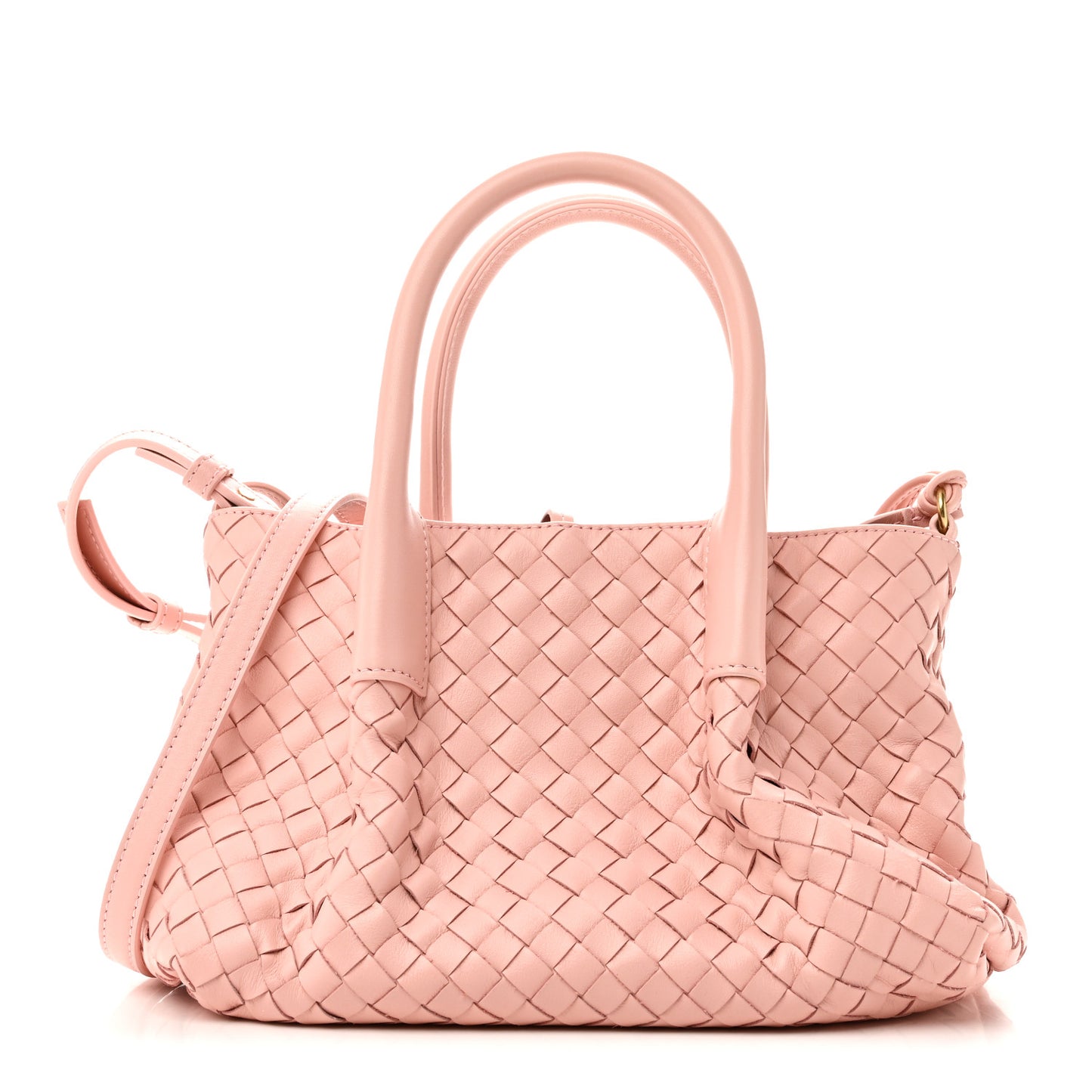 Calfskin Intrecciato Small Pinacoteca Tote Rose Barolo