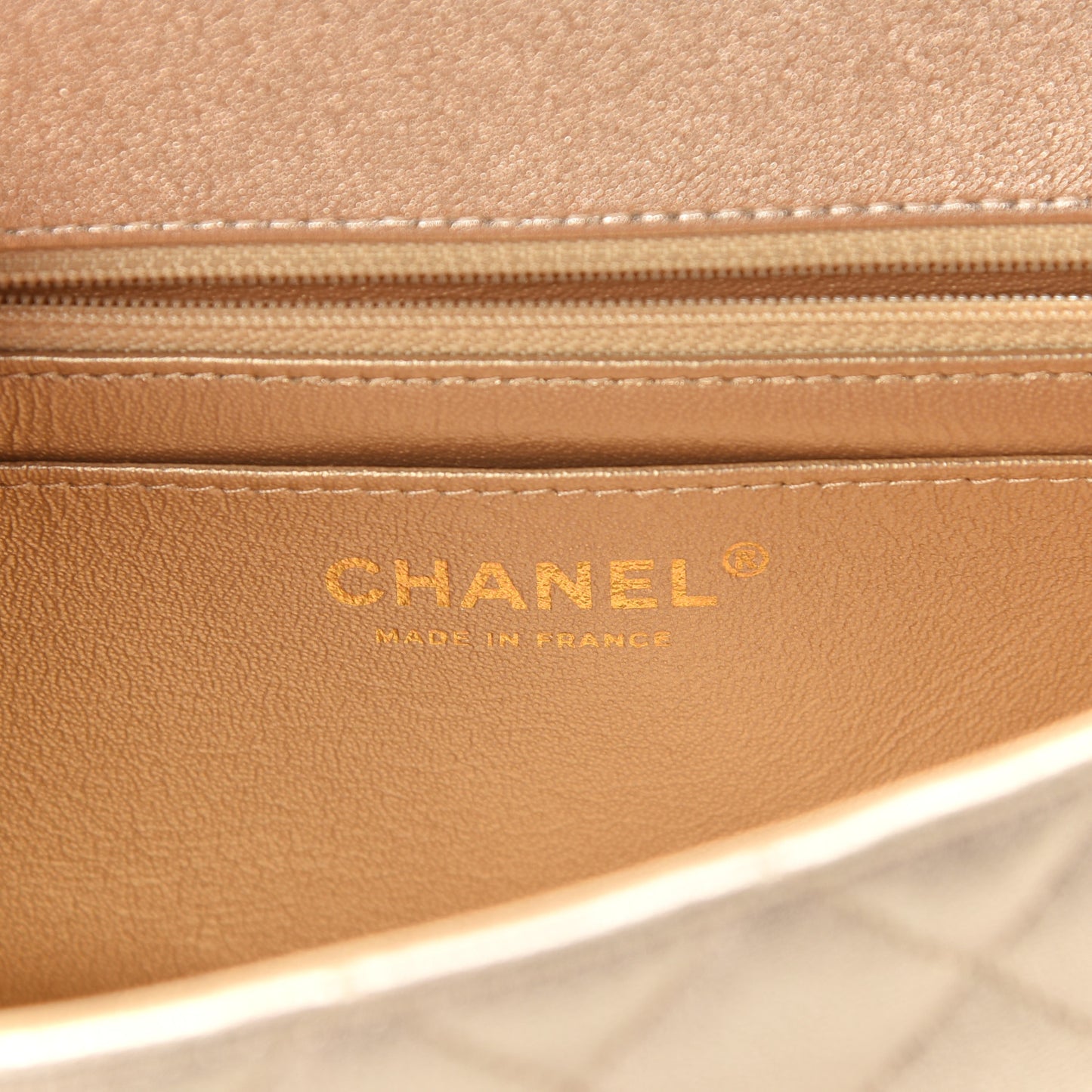 Metallic Lambskin Quilted Mini Rectangular Flap Gold