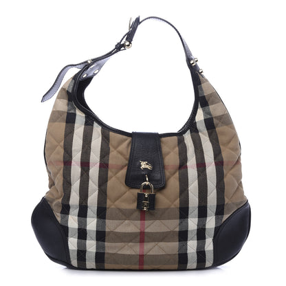 Burberry House Check Quilted Brook Hobo Black 1 of 11