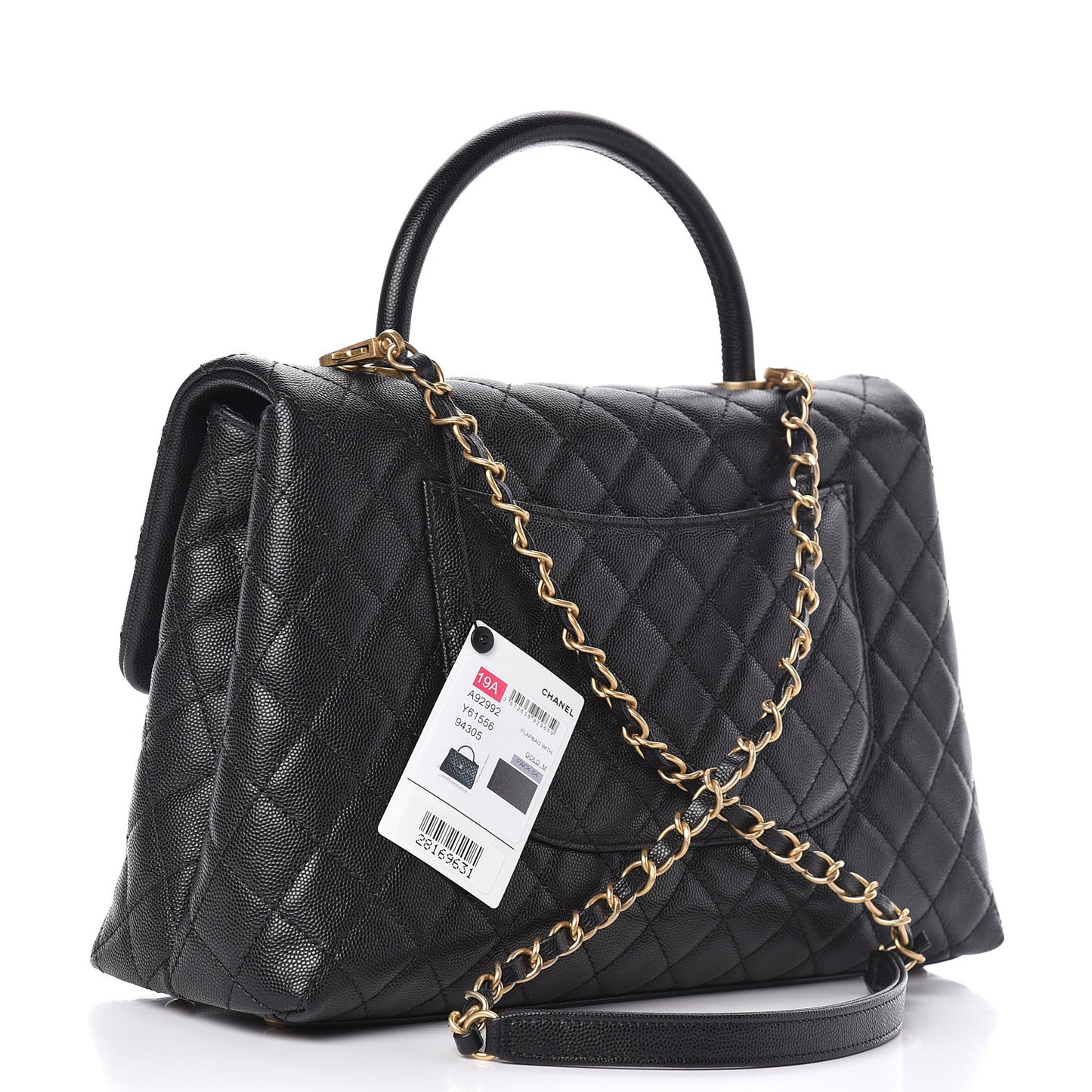 Caviar Quilted Medium Coco Handle Flap Black