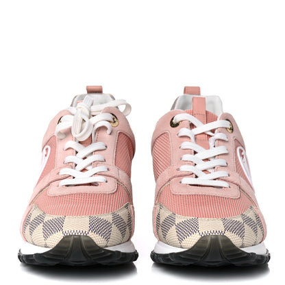 Louis Vuitton Suede Damier Azur Run Away Sneakers 35.5 Pink 2 of 9
