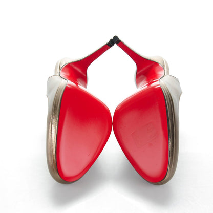 Christian Louboutin Laminated Nappa Scissor Girl 120 Platform Slingback Pumps 37.5 Bronze 5 of 7