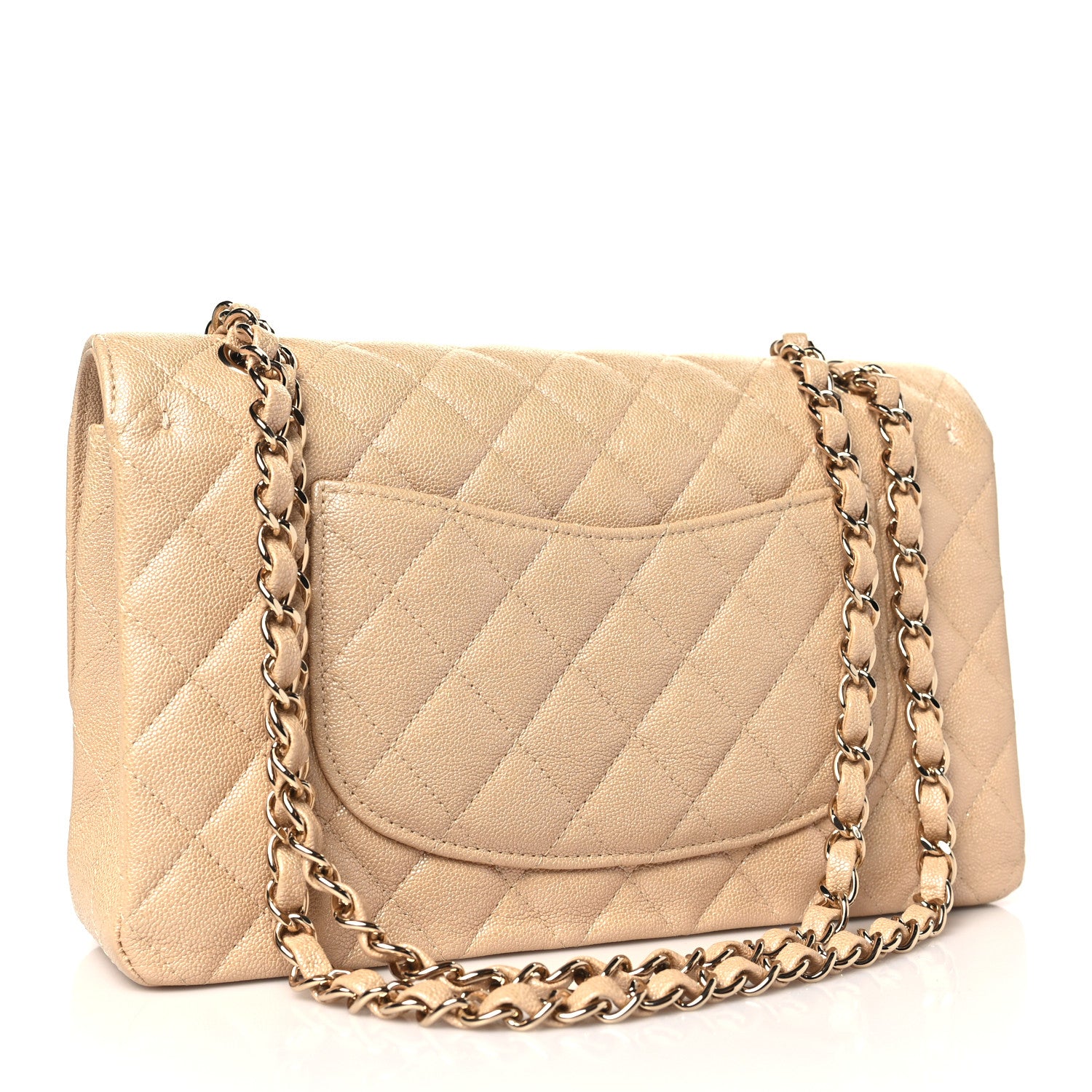 Chanel Iridescent Caviar Quilted Medium Double Flap Beige 3 of 11