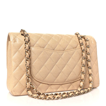 Chanel Iridescent Caviar Quilted Medium Double Flap Beige 3 of 11