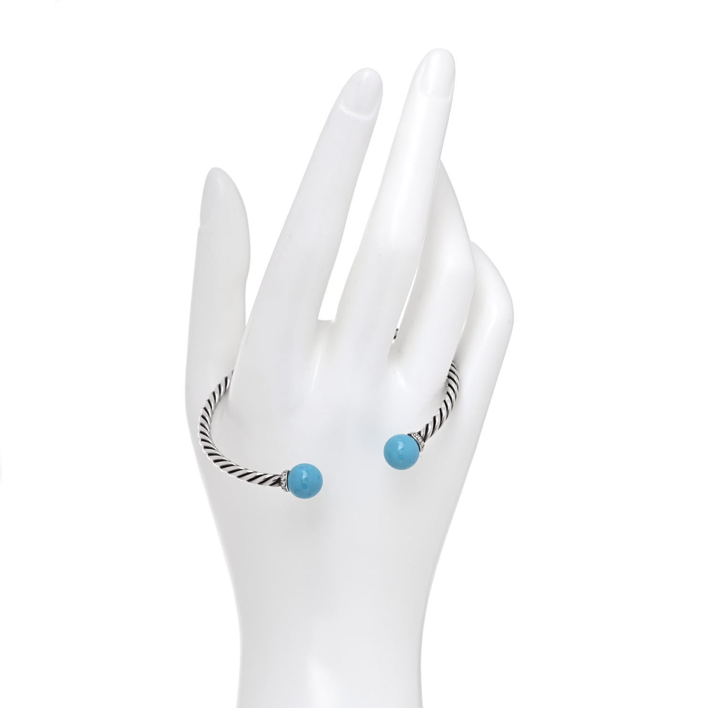 Sterling Silver Diamond Turquoise 9mm Solari Bracelet