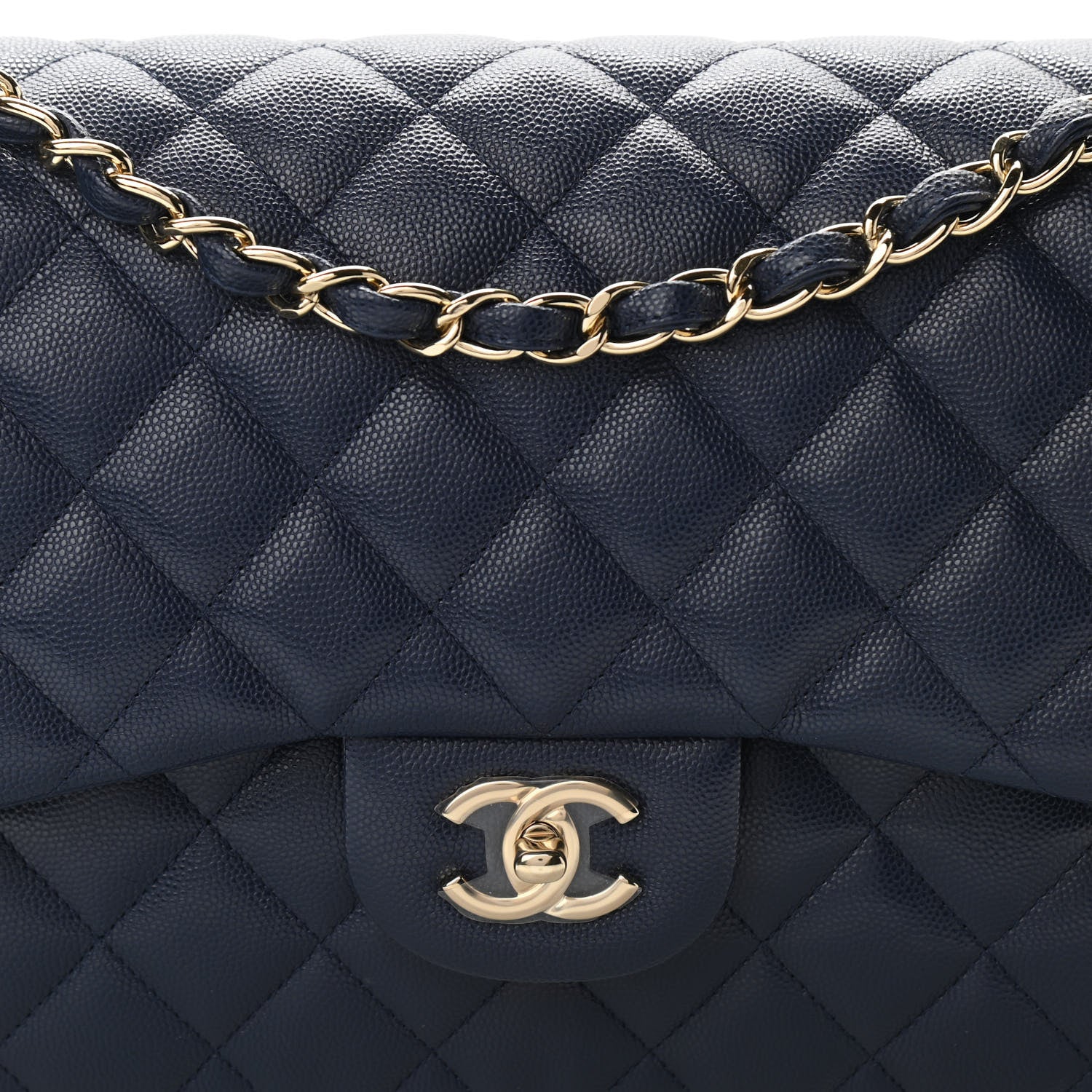 Chanel Caviar Quilted Jumbo Double Flap Navy Blue 8 of 10
