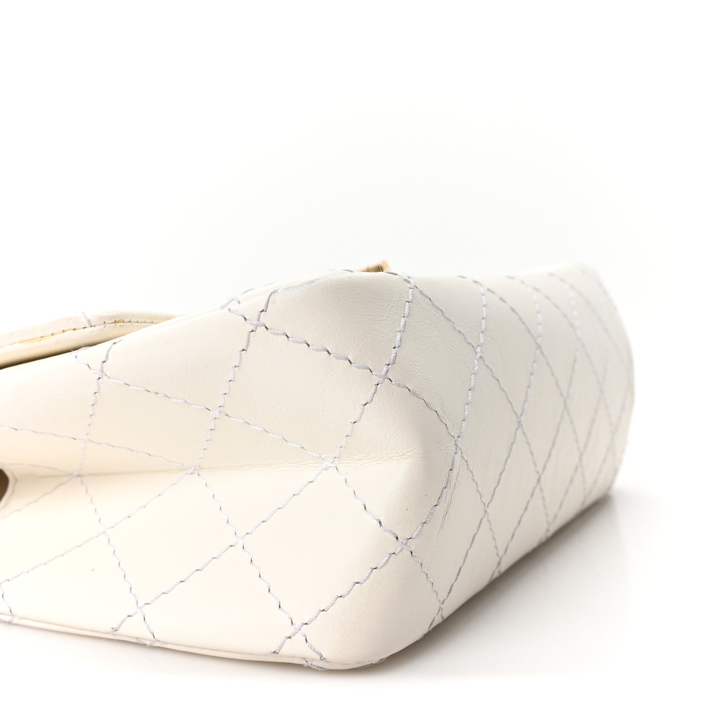 Aged Calfskin Quilted 2.55 Reissue Mini Flap White