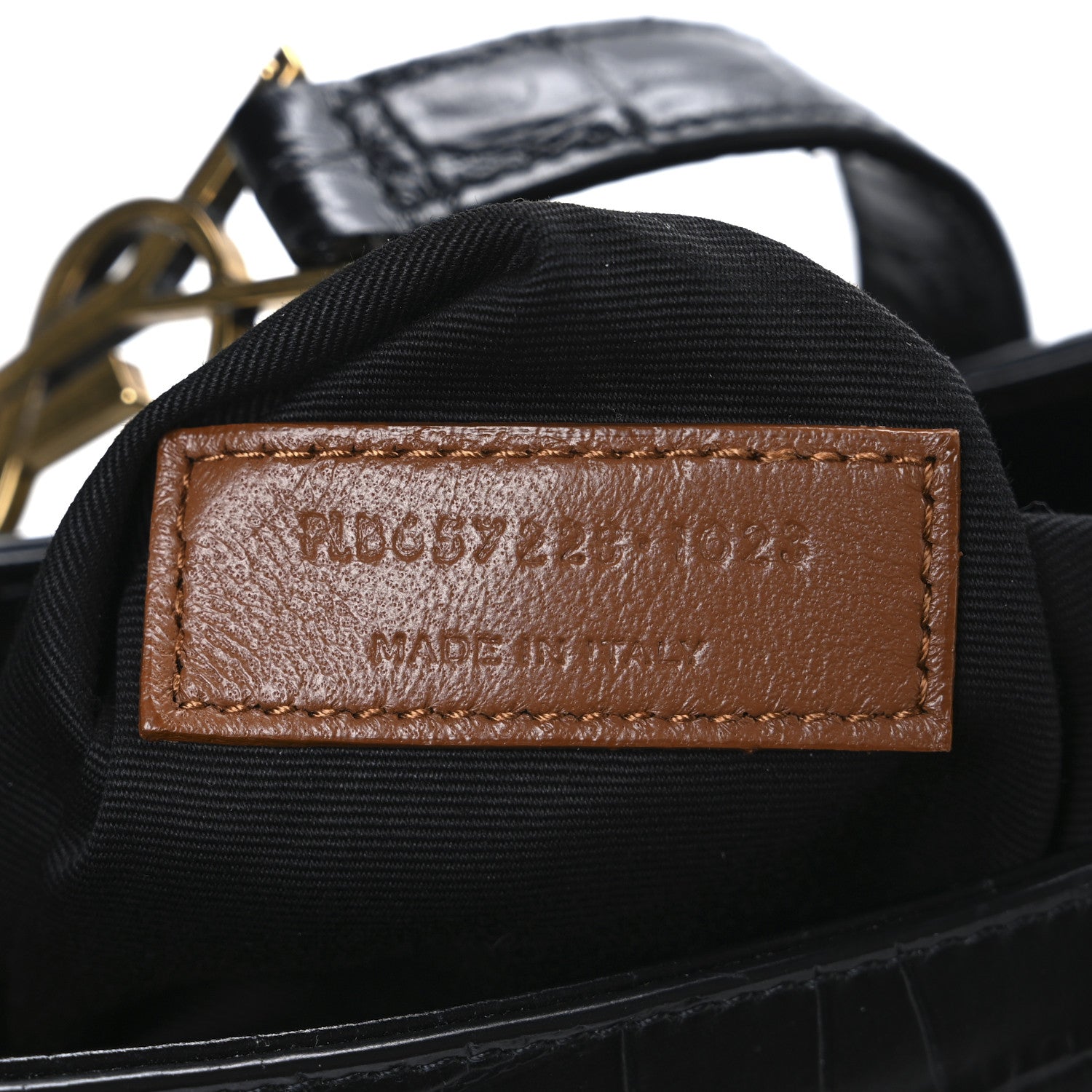 Saint Laurent Calfskin Crocodile Embossed Le 5 A 7 Hobo Black 7 of 10