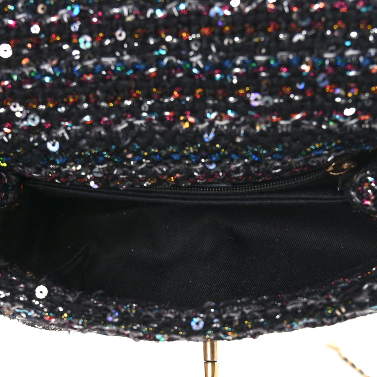 Tweed Sequin Mini Coco Handle Flap Black