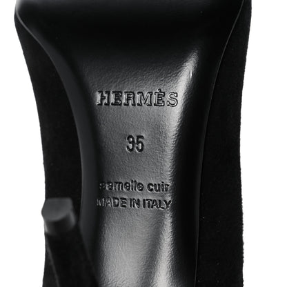 Hermes Suede Goatskin Victoire 90 Pumps 35 Black 6 of 13