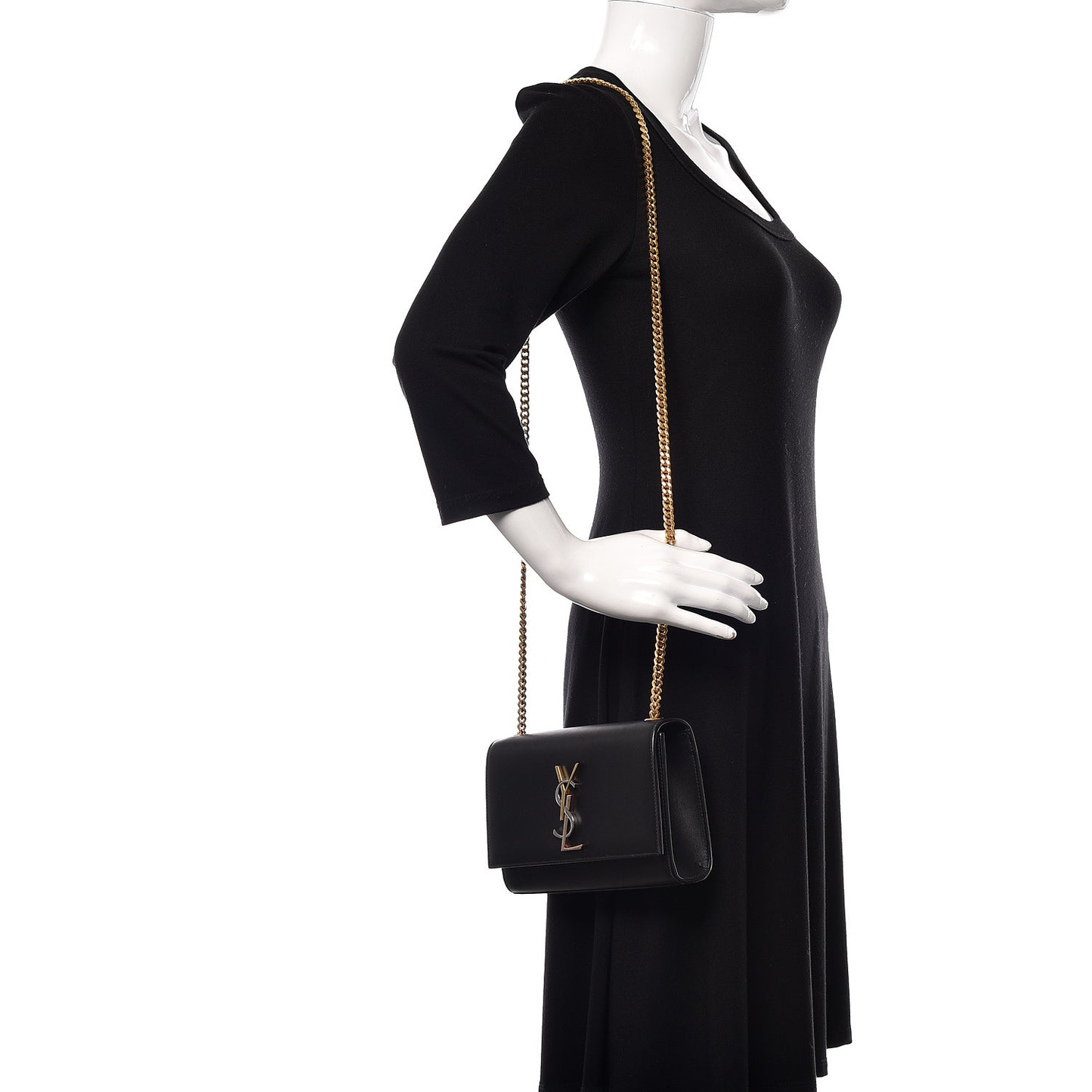 Calfskin Small Monogram Kate Satchel Black