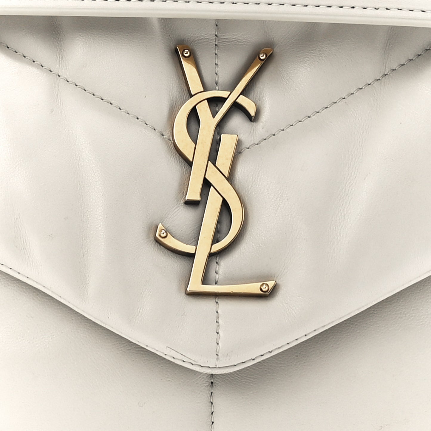 Lambskin Quilted Small Loulou Puffer Monogram Chain Satchel Crema Soft