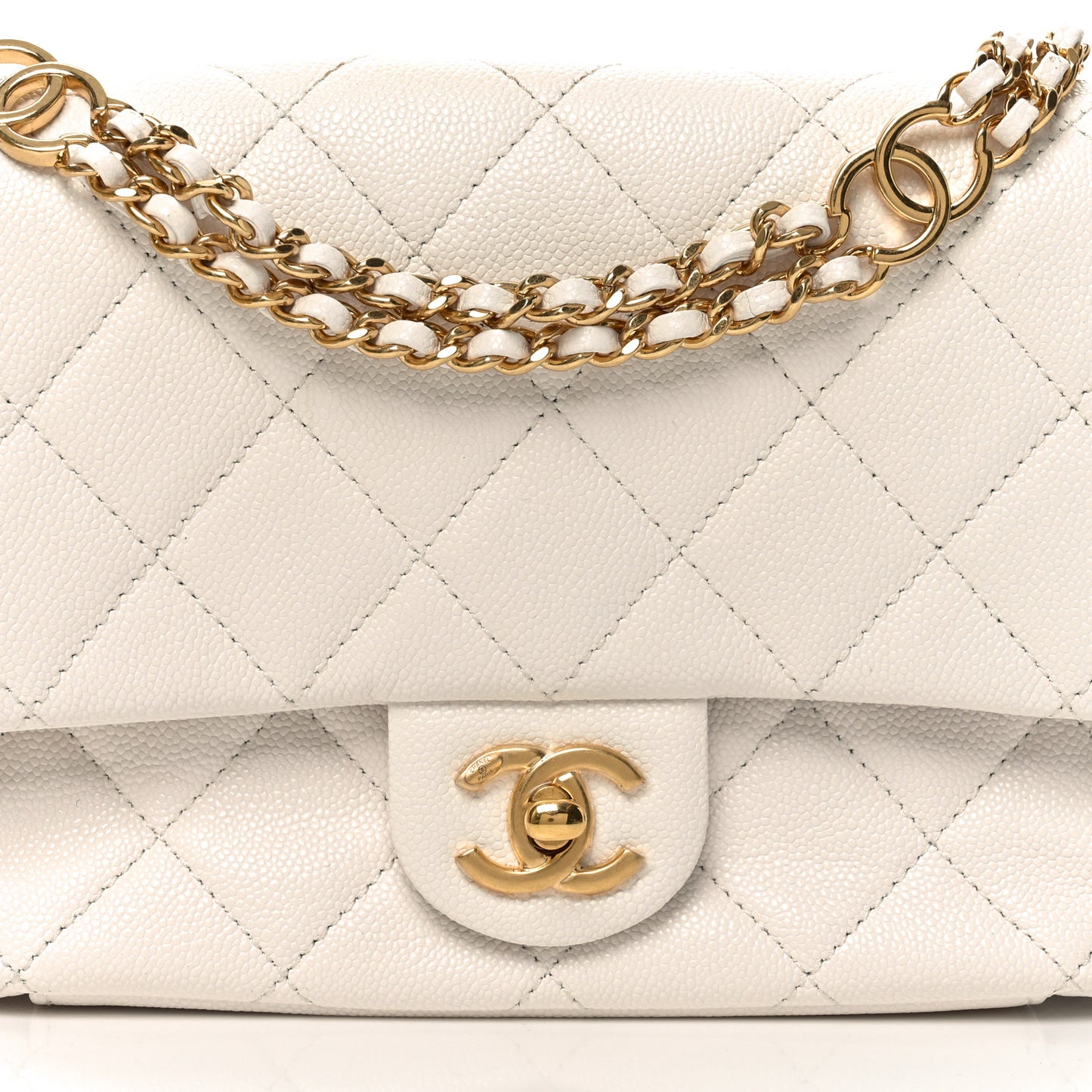 Caviar Quilted Mini CC You Flap White