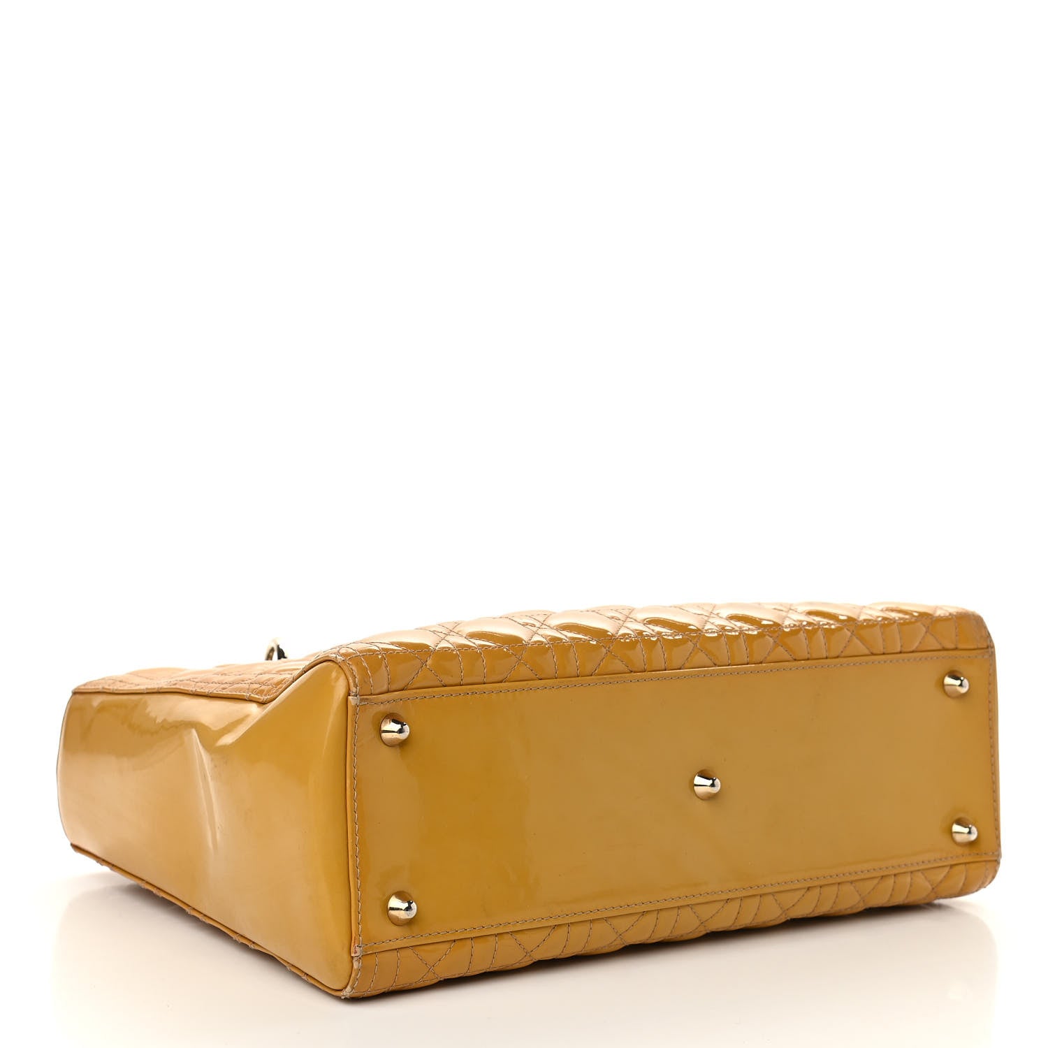 Christian Dior Patent Cannage Large Lady Dior Yellow 4 of 15