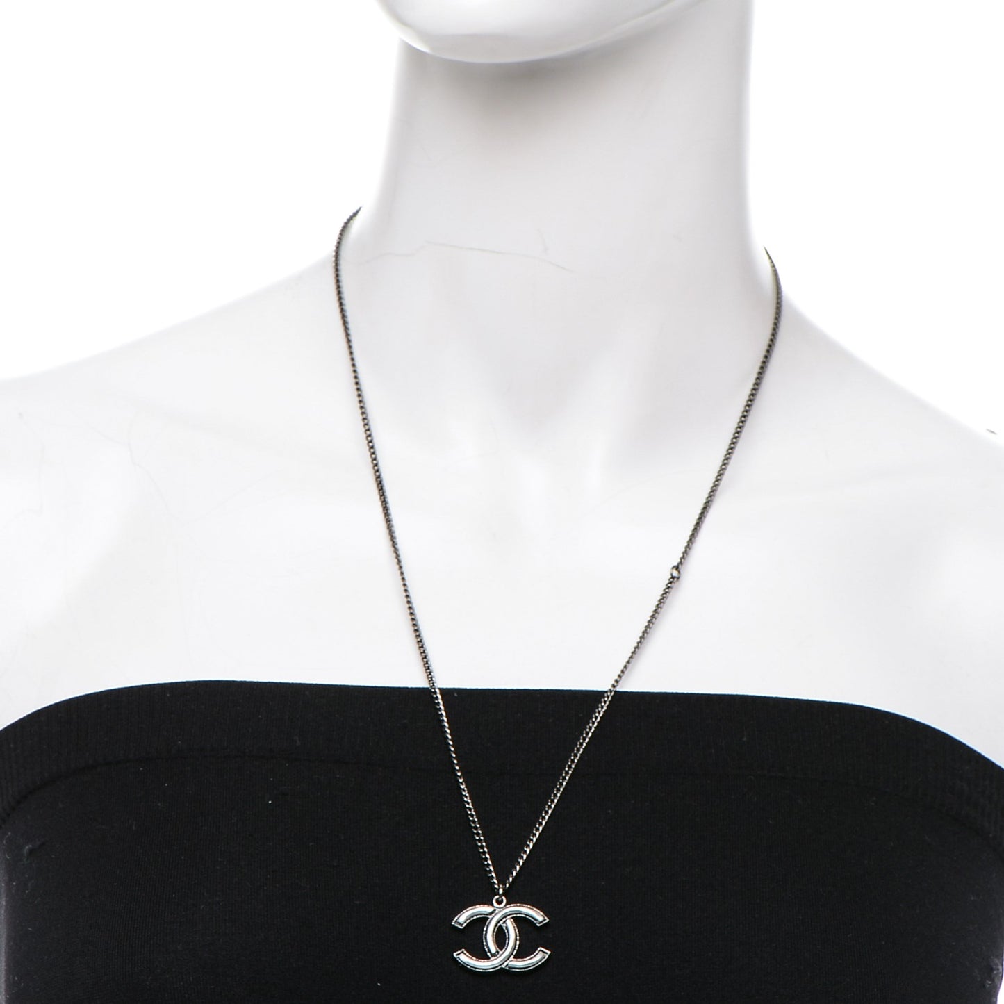 Ruthenium Enamel CC Necklace Silver