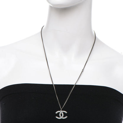 Chanel Ruthenium Enamel CC Necklace Silver 2 of 5