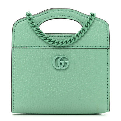 Gucci Dollar Calfskin Enamel Monochrome GG Marmont Top Handle Card Case Wallet Pepperlight Mint 1 of 9