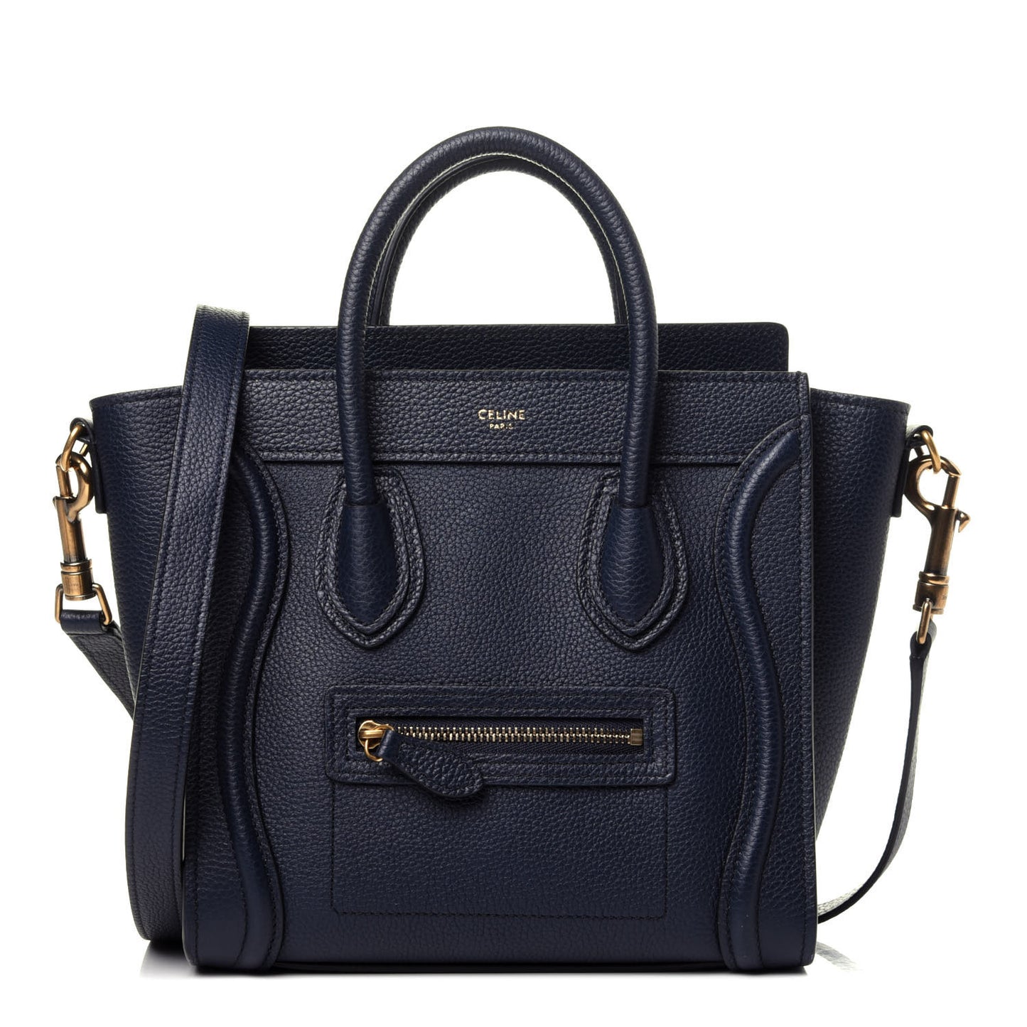 Drummed Calfskin Nano Luggage Navy Blue