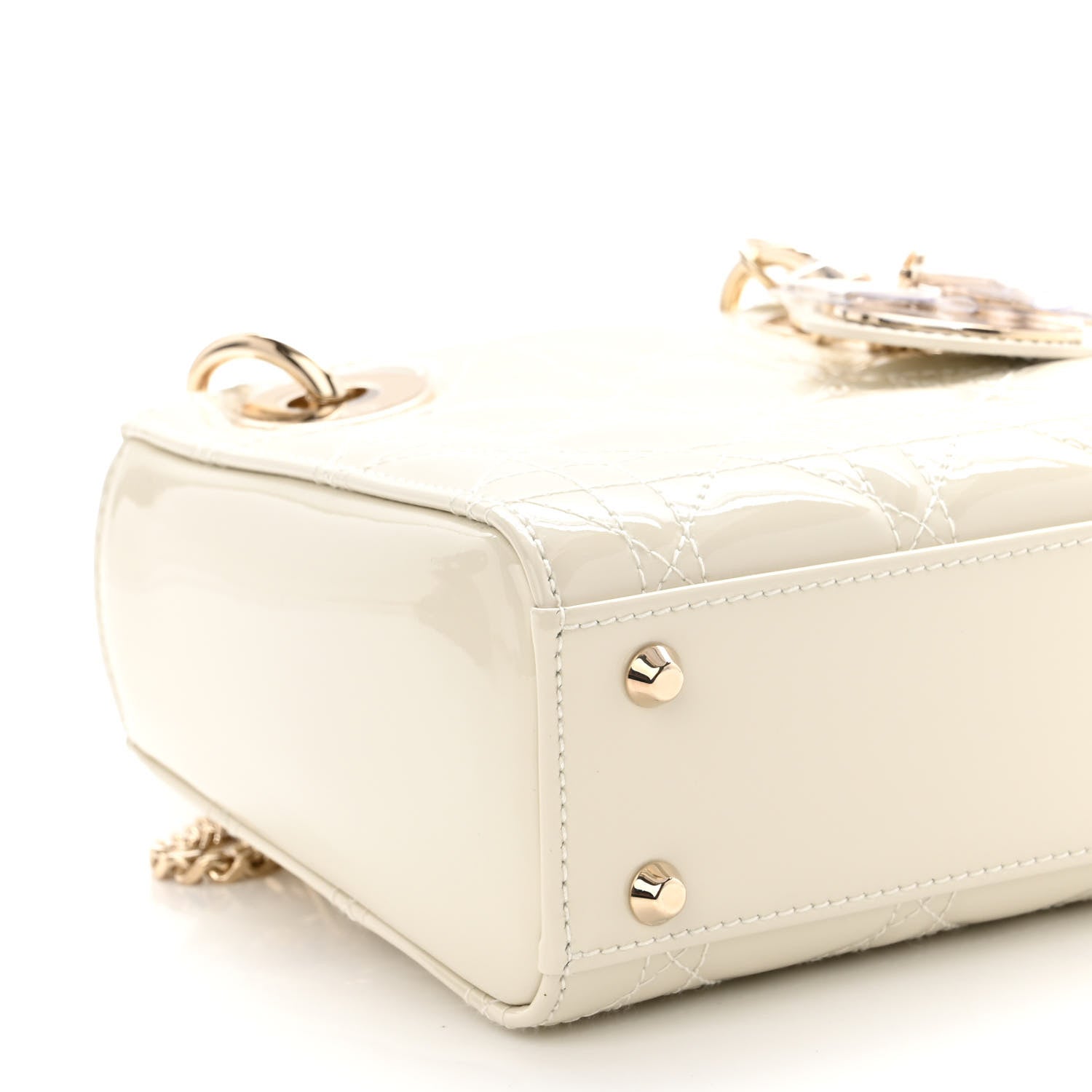 Christian Dior Patent Cannage Mini Lady Dior Ivory 8 of 9