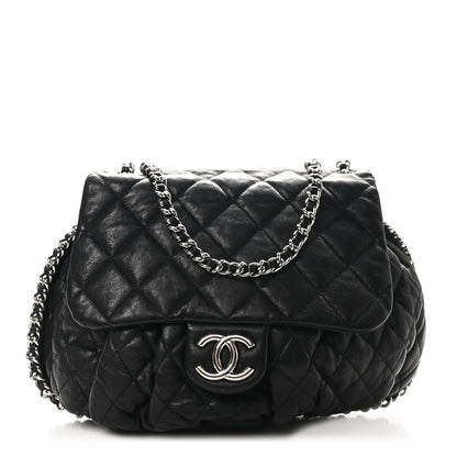 Chanel Washed Lambskin Quilted Large Chain Around Messenger Black 1 of 10