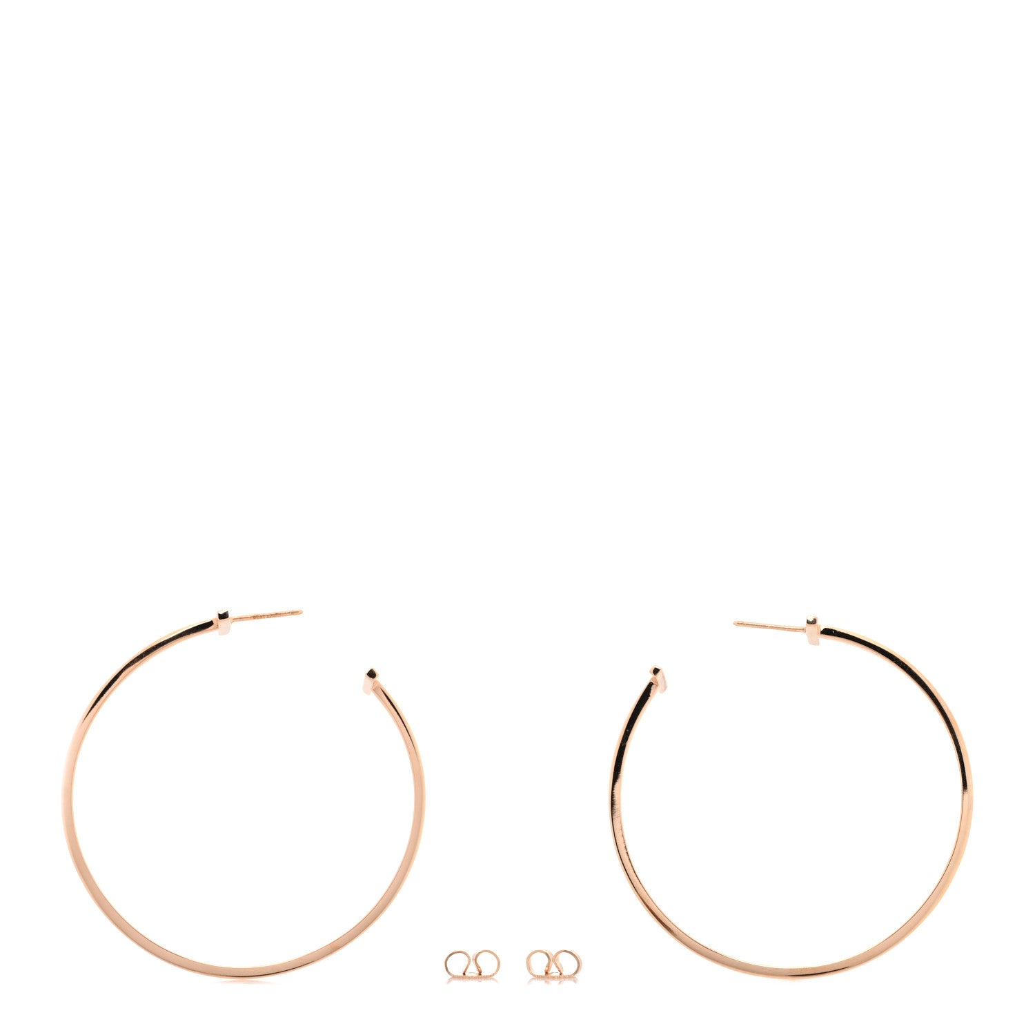 Tiffany 18K Rose Gold Extra Large T Wire Hoop Earrings 3 of 5