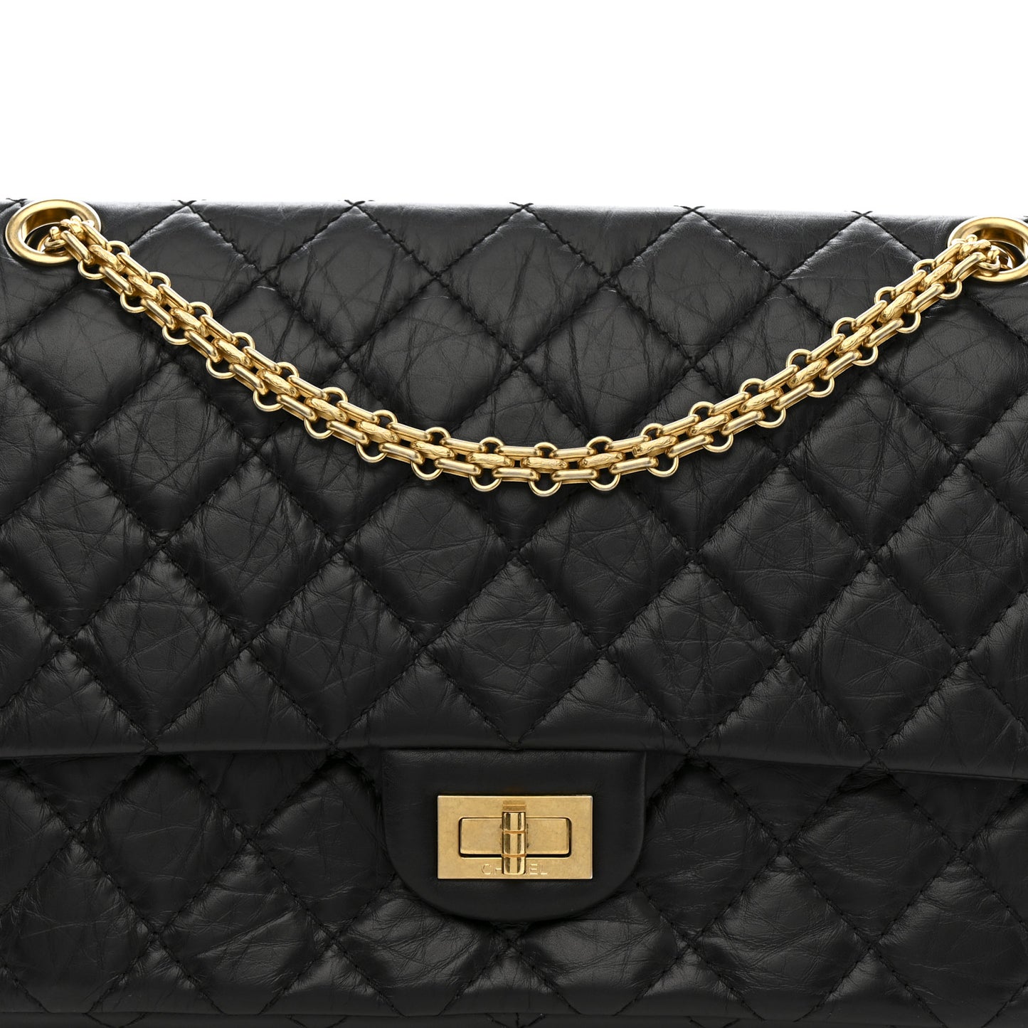 Aged Calfskin Quilted 2.55 Reissue 226 Flap Black