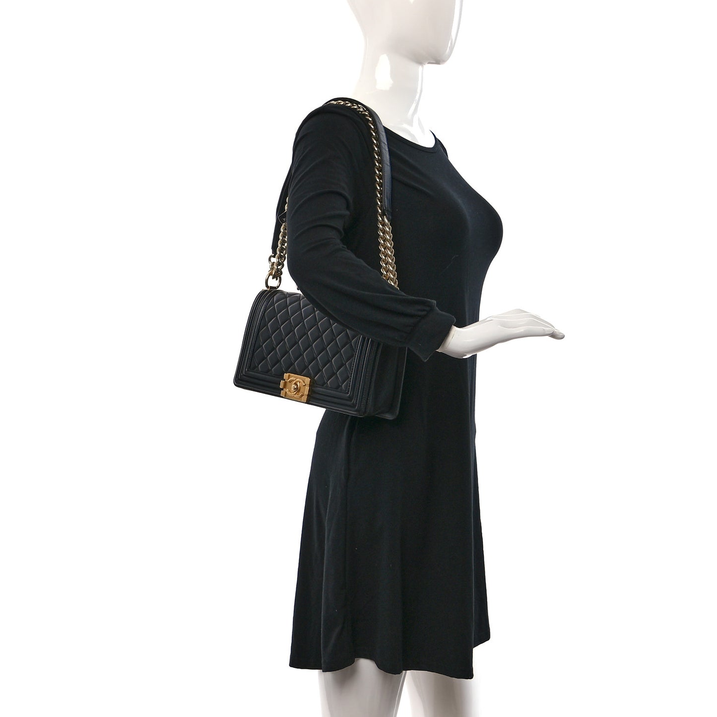 Lambskin Quilted Medium Boy Flap Black