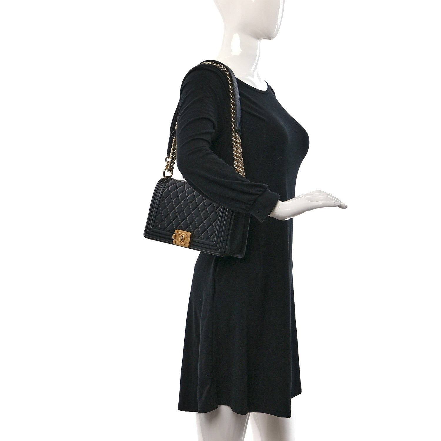 Chanel Lambskin Quilted Medium Boy Flap Black 2 of 9