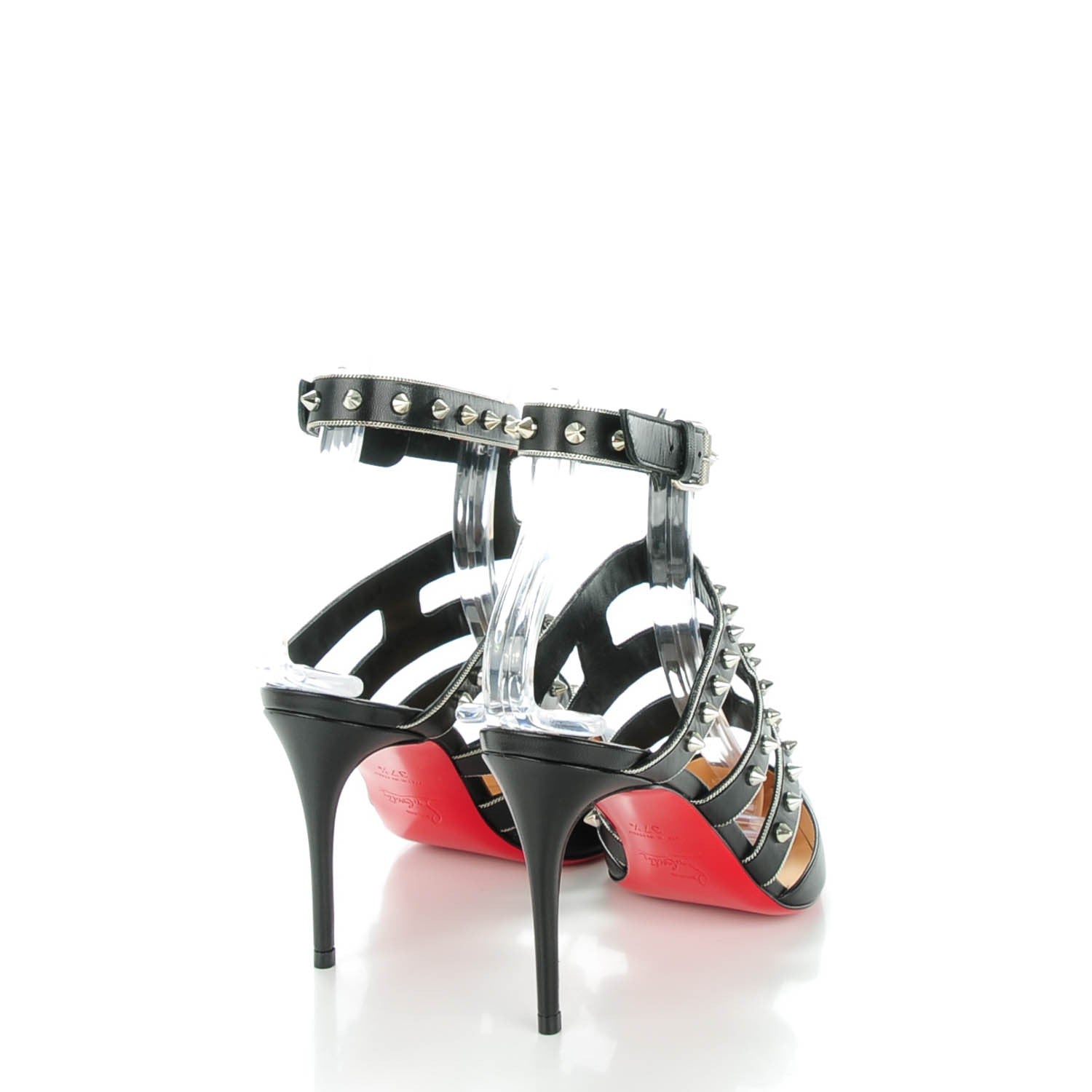 Christian Louboutin Kid Tchicaboum 85 Pumps 37.5 Black Silver 4 of 8