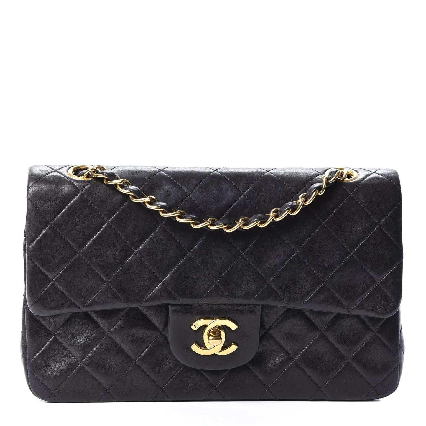 Lambskin Quilted Small Double Flap Black