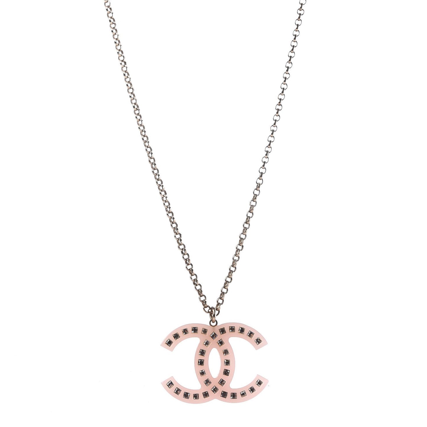 Translucent Resin Crystal CC Necklace Pink