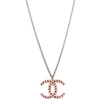 Chanel Translucent Resin Crystal CC Necklace Pink 1 of 7