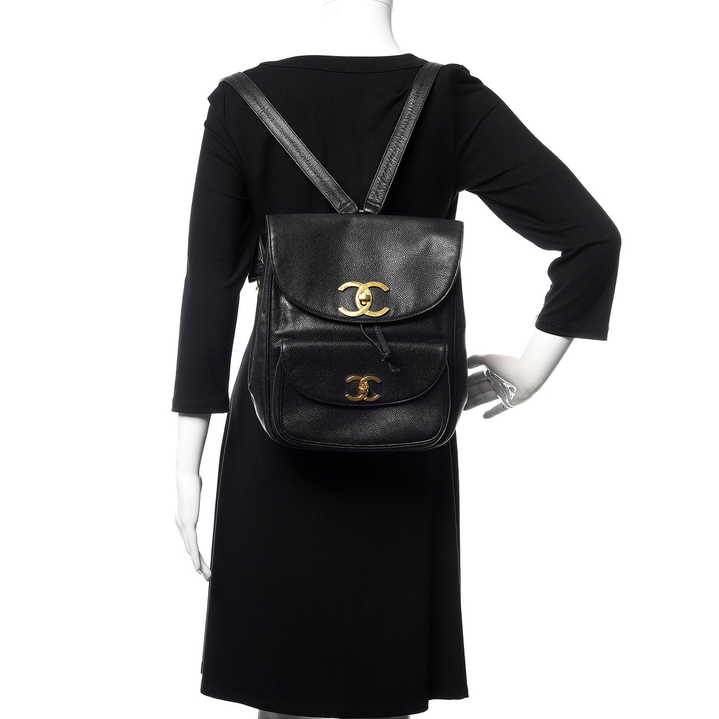 Caviar Drawstring Backpack Black