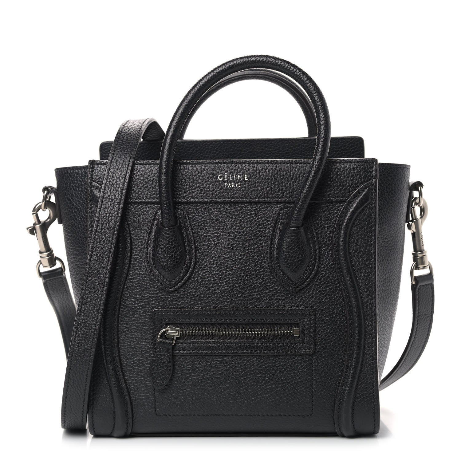 Celine Drummed Calfskin Nano Luggage Black 1 of 12