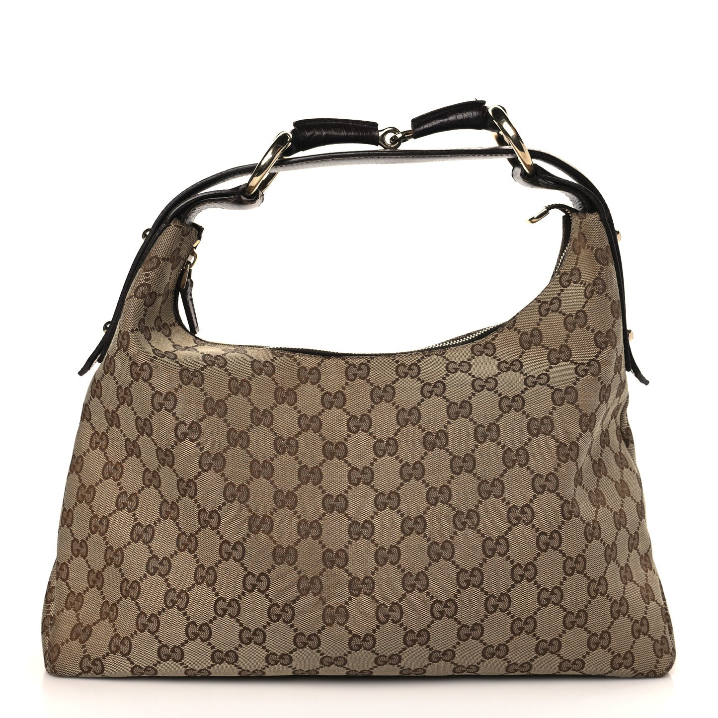 Monogram Medium Horsebit Chain Hobo Dark Brown