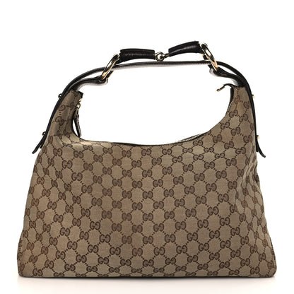 Gucci Monogram Medium Horsebit Chain Hobo Dark Brown 1 of 10