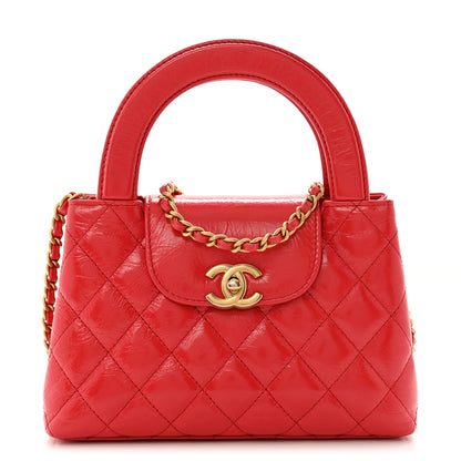 Chanel Shiny Aged Calfskin Quilted Nano Kelly Shopper Dark Red 1 of 14