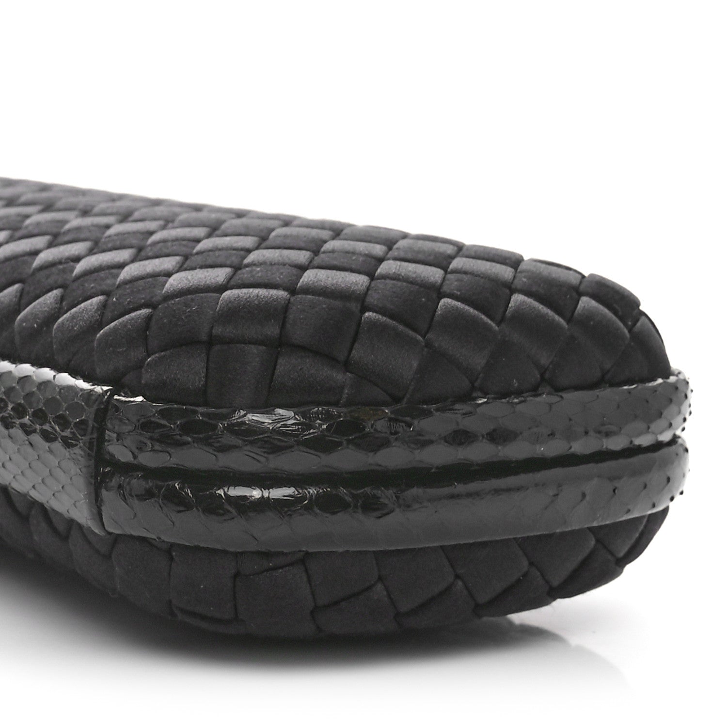 Bottega Veneta Satin Ayers Intreccio Impero Stretch Knot Clutch Black 9 of 9