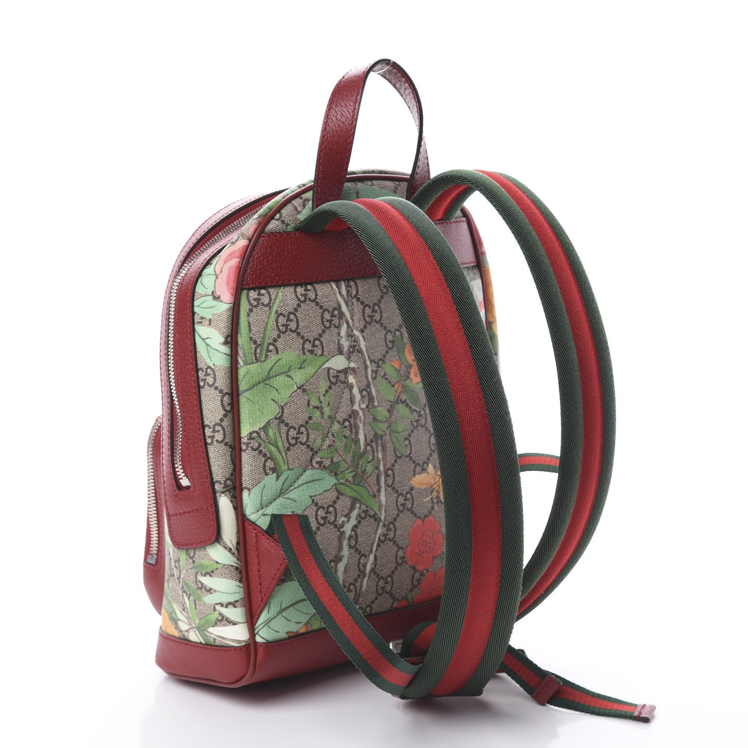 Gucci GG Supreme Monogram Tian Web Small Day Backpack Beige Multicolor Red 2 of 8