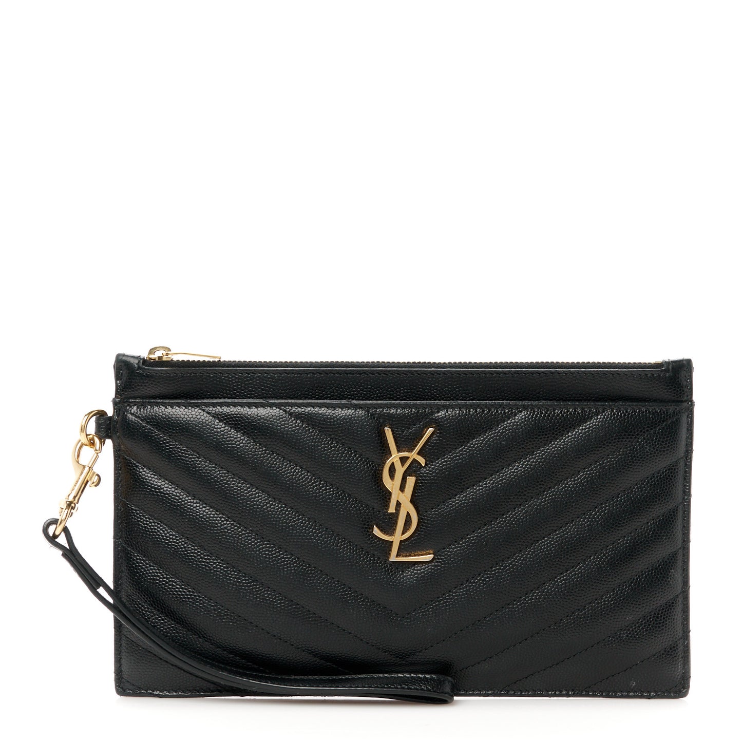 Grain De Poudre Chevron Monogram Large Bill Pouch Black
