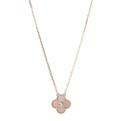 Van Cleef & Arpels 18K Yellow Gold Diamond Yellow Mother of Pearl Vintage Alhambra Pendant Necklace 1 of 5